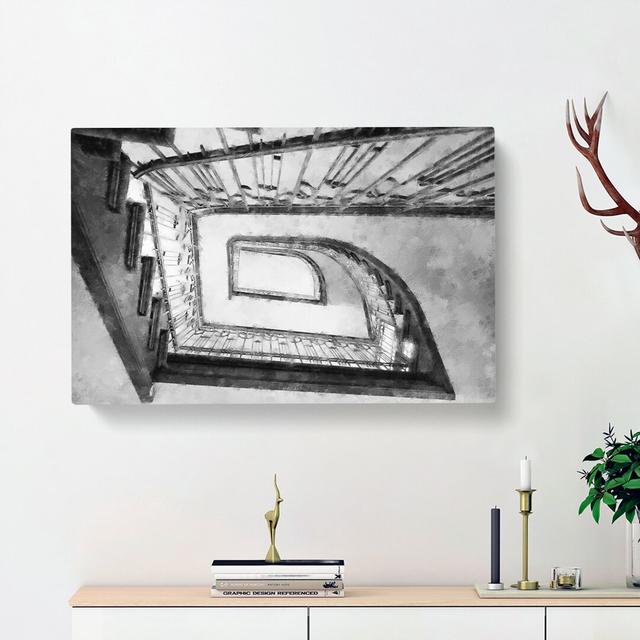 Rectangular Staircase - Wrapped Canvas Painting Print East Urban Home Size: 40cm H x 60cm W x 3cm D on Productcaster.