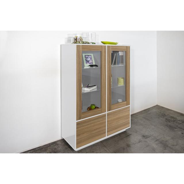 Jahzari 100Cm Wide Highboard 17 Stories Colour: White Glossy/Walnut on Productcaster.