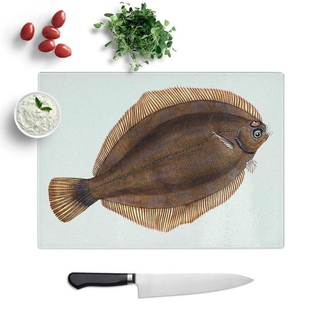 Tempered Glass Turbot Fish by Edward Donovan Chopping Board East Urban Home Size: 39 cm W x 28.5 cm L on Productcaster.