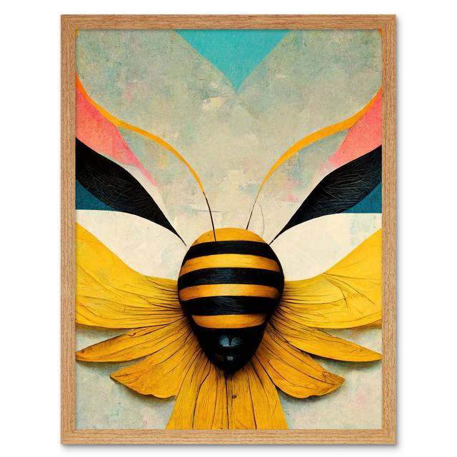 Abstract Bumble Bee Heart Contemporary - Print Wee Blue Coo Format: Light Brown Framed Paper, Size: 43cm H x 33cm W x 2cm D on Productcaster.