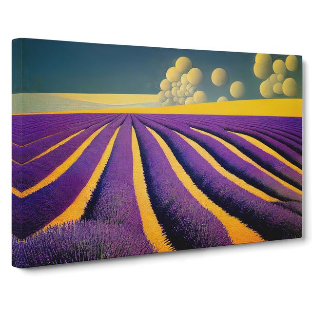 Shining Lavender Field - Wrapped Canvas Graphic Art Marlow Home Co. Size: 35cm H x 50cm W x 3cm D on Productcaster.