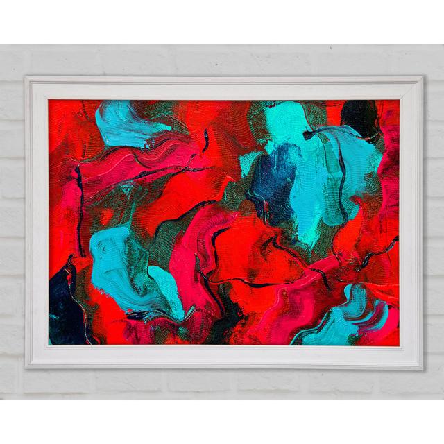 The Red And Blue Splodge Framed Print Ivy Bronx Size: 59.7cm H x 84.1cm W x 1.5cm D on Productcaster.