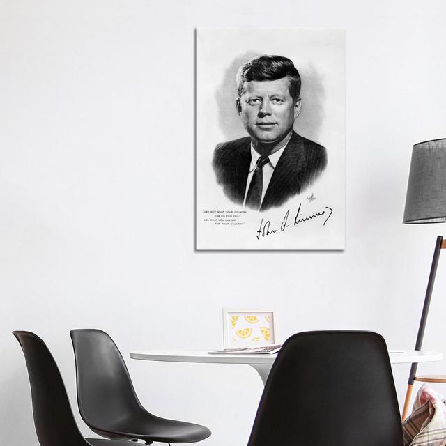 1960s JFK Official White House Portrait John Fitzgerald Kennedy 35th American President by Vintage Images - Wrapped Canvas Photograph ClassicLiving Si on Productcaster.