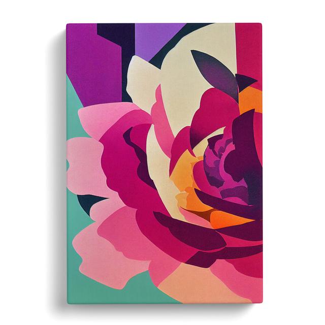 Estaugh Peony Flower Suprematism - Wrapped Canvas Graphic Art Marlow Home Co. Size: 50cm H x 35cm W x 3cm D on Productcaster.