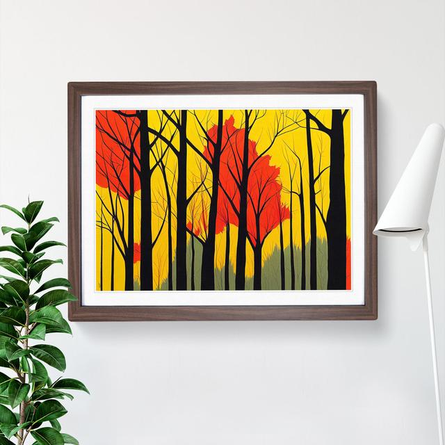 Abstract Autumn Forest Vol.3 - Single Picture Frame Print Alpen Home Size: 25cm H x 34cm W x 2cm D, Frame Colour: Walnut on Productcaster.