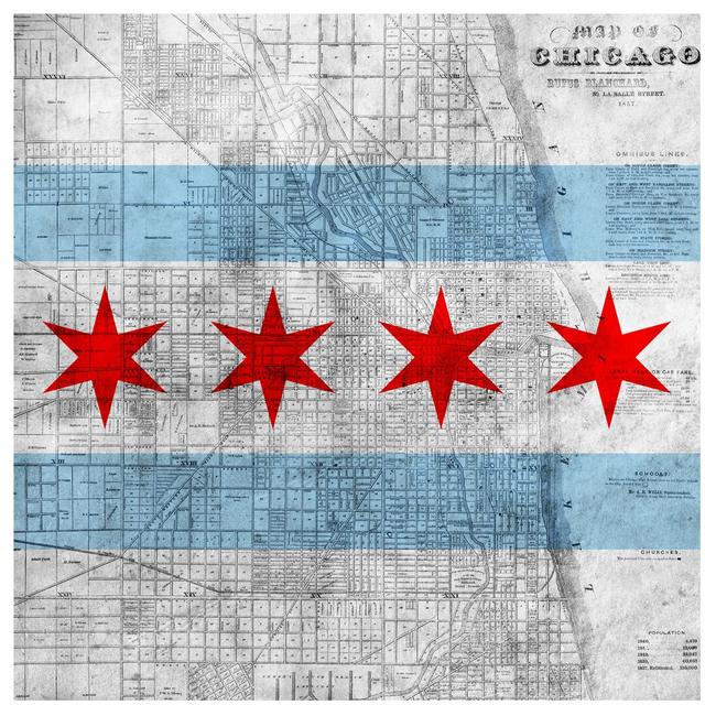 Chicago City Flag (Vintage Map) - Print on Canvas East Urban Home Format: Wrapped Canvas, Size: 45.72cm H x 45.72cm W x 3.81cm D on Productcaster.