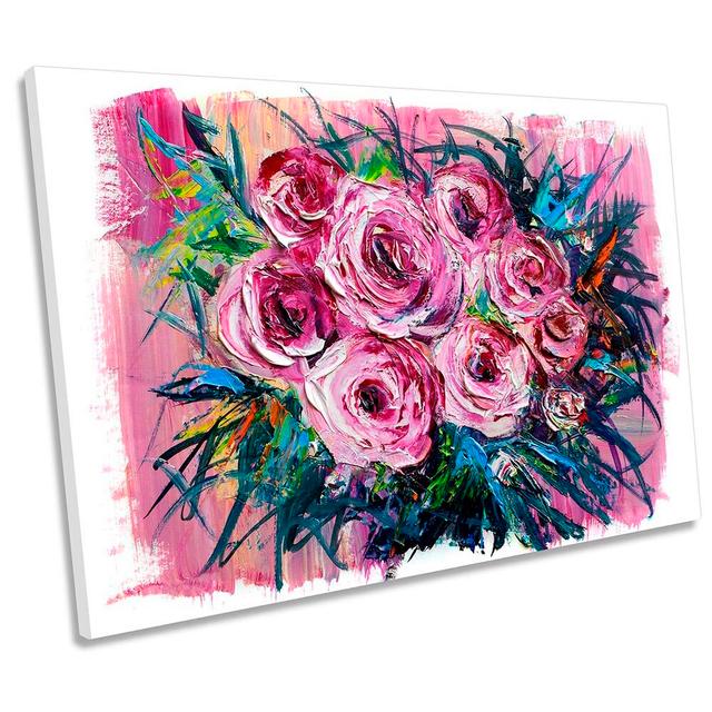 Pink Floral Flowers Repro CANVAS WALL ARTWORK Print Art Mercer41 Size: 30.5cm H x 45.7cm W x 2cm D on Productcaster.