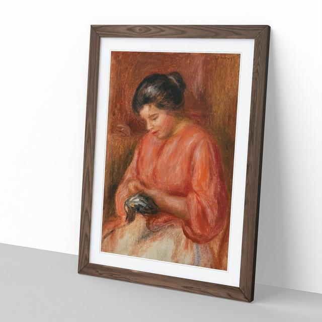 Darning by Pierre-Auguste Renoir - Picture Frame Painting East Urban Home Size: 36cm H x 27cm W x 2cm D, Frame Option: Walnut Framed on Productcaster.