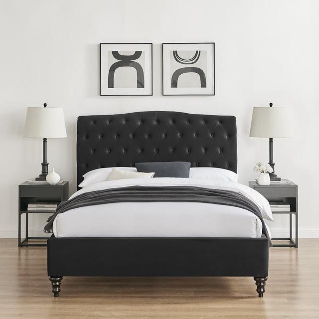 Fairfield Upholstered Bed Platform Three Posts Colour: Black, Size: Double (4'6) on Productcaster.