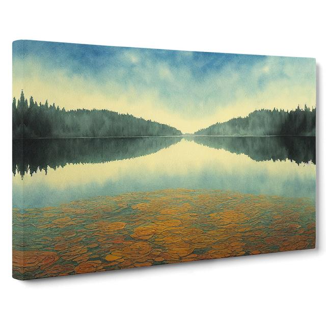 Pretty Forest Lake - Wrapped Canvas Graphic Art Alpen Home Size: 35cm H x 50cm W x 3cm D on Productcaster.