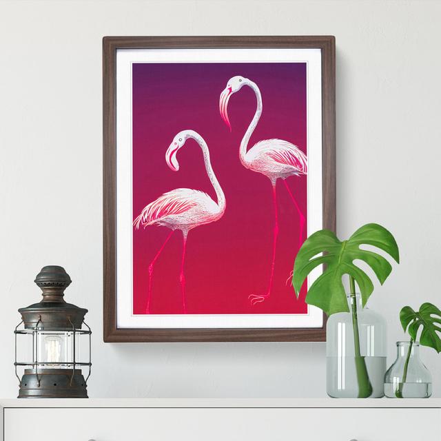 A Pair of Flamingos - Picture Frame Graphic Art Bay Isle Home Size: 46cm H x 34cm W x 2cm D, Frame Colour: Walnut on Productcaster.