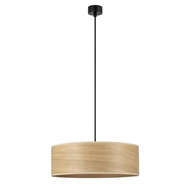 Tsuri 1 -Light Drum Pendant with Wood Accents Sotto Luce Shade Colour: Oak on Productcaster.