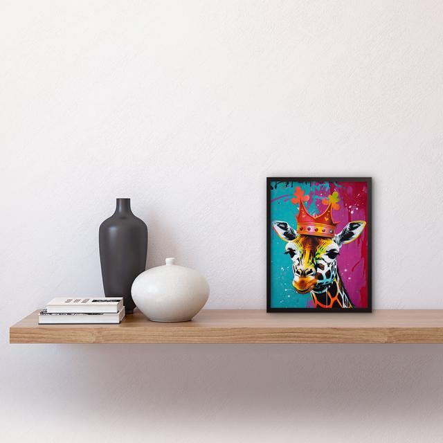 Bales King Queen Giraffe Wearing a Crown Modern Pop - Single Picture Frame Art Prints Happy Larry on Productcaster.