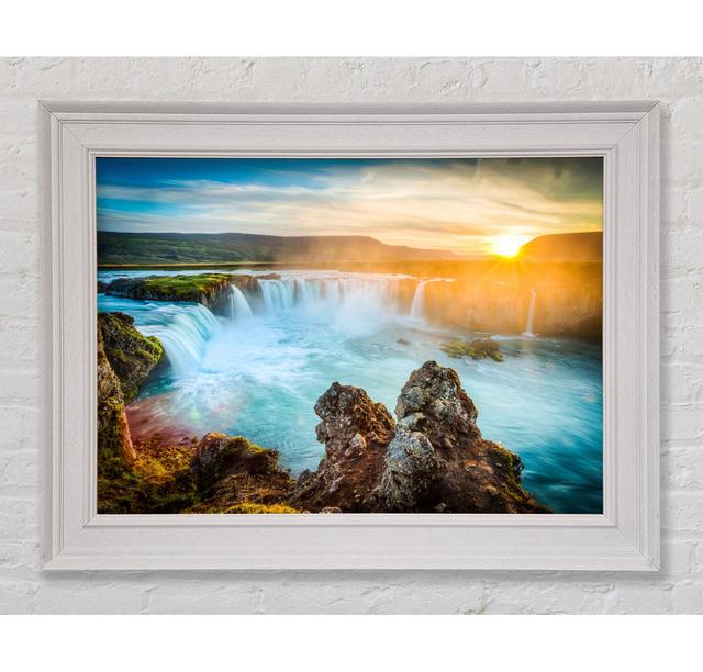 Sunset Over The Stunning Waters Framed Print Union Rustic Format: White Framed Paper, Size: 59.7cm H x 84.1cm W x 8cm D on Productcaster.