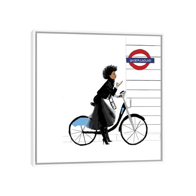 Bike Girl by Nicholle Kobi - Graphic Art Print on Canvas Latitude Run Size: 45.72cm H x 45.72cm W x 3.81cm D, Format: White Framed on Productcaster.