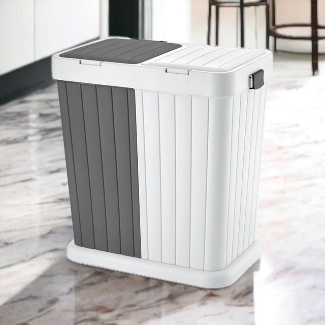 Plastic Laundry Basket 17 Stories Colour: Anthracite/White on Productcaster.