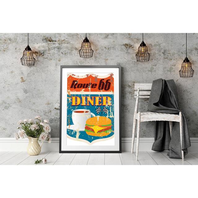 Gerahmtes Poster Altes Route 66 Schild Diner East Urban Home Größe: 100 cm H x 70 cm B on Productcaster.