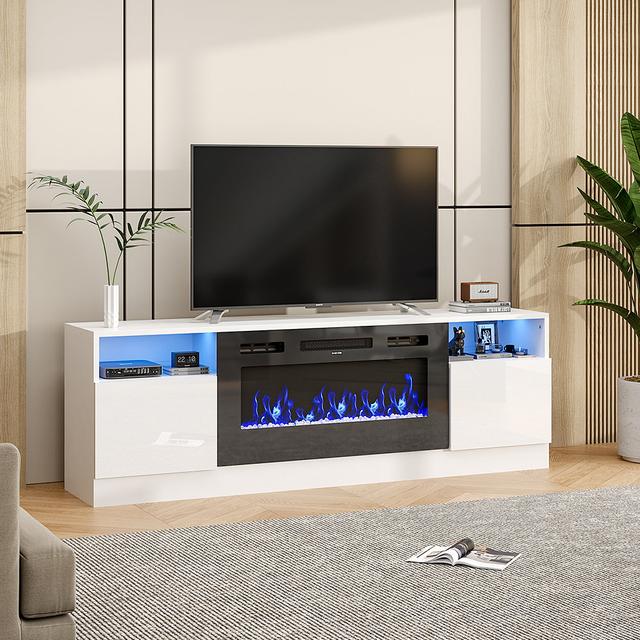 Borofsky TV Stand with Fireplace Including Metro Lane Colour: White on Productcaster.