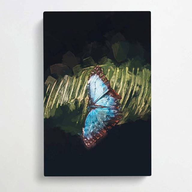 Blue Butterfly in Abstract - Wrapped Canvas Graphic Art Print East Urban Home Size: 60cm H x 40cm W x 3cm D on Productcaster.