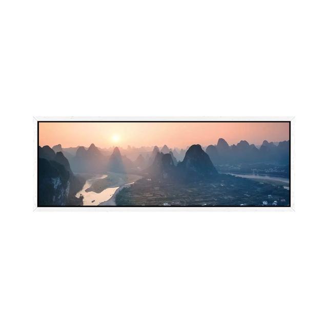 Panoramic Sunset Over Li River, China by Matteo Colombo - Panoramic Gallery-Wrapped Canvas Giclée on Canvas Alpen Home Format: White Framed, Size: 60. on Productcaster.