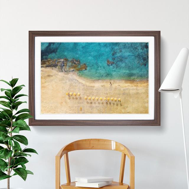 Birds Eye View of a Beach in Crete - Picture Frame Painting on MDF East Urban Home Frame Option: Walnut Framed, Size: 36cm H x 48cm W x 2cm D on Productcaster.