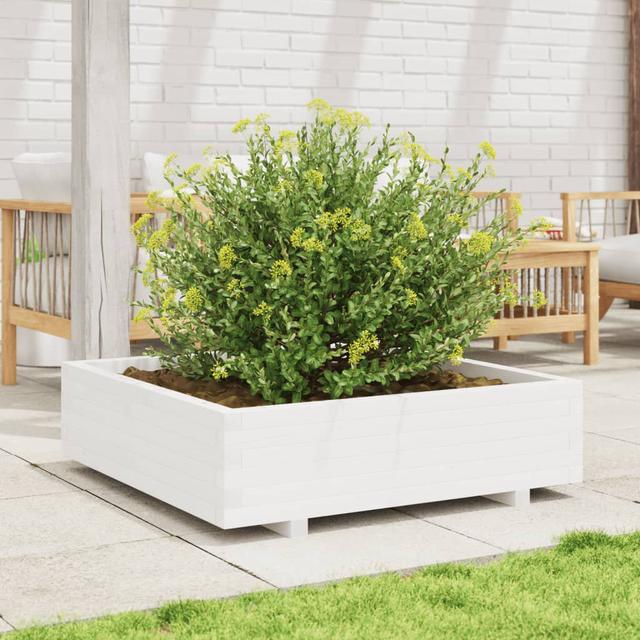 5 Wood Planter DEvidaxl Size: 26.5cm H x 90cm W x 90cm D, Colour: White on Productcaster.