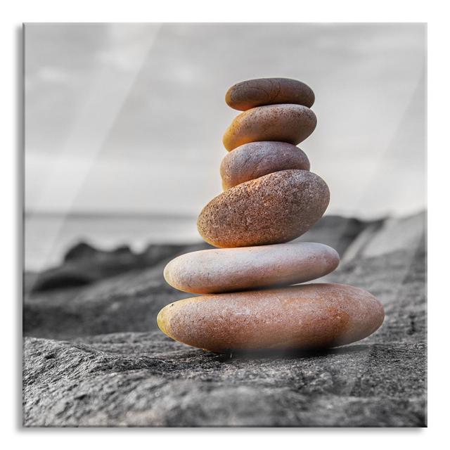 Pebble Pyramid at Sunset - Unframed Photograph on Glass Highland Dunes Size: 70cm H x 70cm W x 0.4cm D on Productcaster.