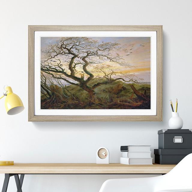 The Tree of Crows by Caspar David Friedrich - Picture Frame Painting East Urban Home Size: 27cm H x 36cm W x 2cm D, Frame Option: Oak Framed on Productcaster.