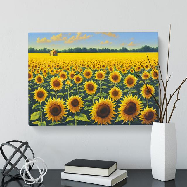 A Shining Sunflower Field - Wrapped Canvas Graphic Art Brambly Cottage Size: 35cm H x 50cm W x 3cm D on Productcaster.