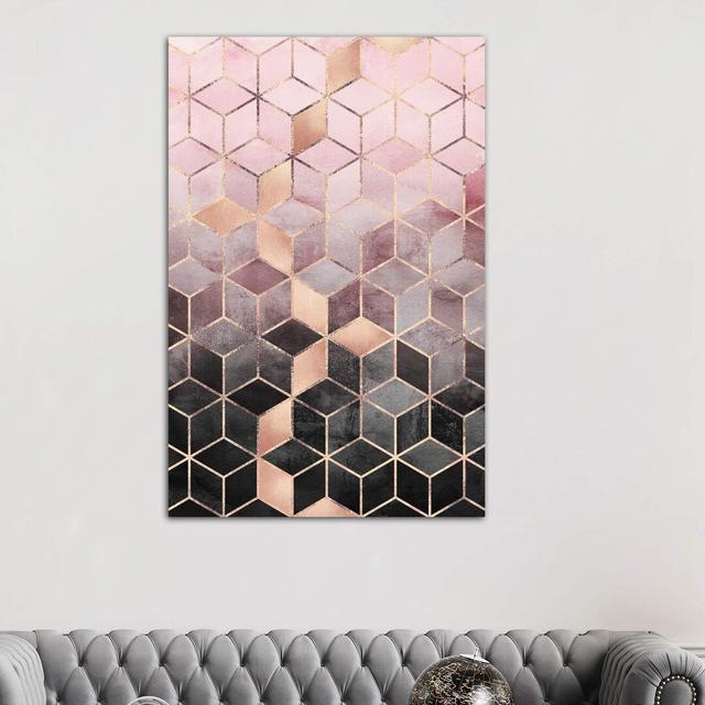 Pink & Grey Gradient Cubesi by Elisabeth Fredriksson - Typography on Canvas Willa Arlo Interiors Size: 66.04cm H x 45.72cm W x 3.81cm D, Frame Option: on Productcaster.