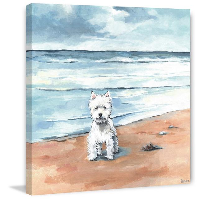 Little White Doggie by Parvez Taj - Wrapped Canvas Painting Print East Urban Home Size: 45 cm H x 45 cm W x 2 cm D on Productcaster.