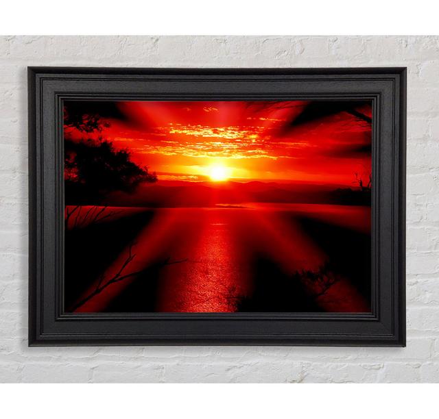 Red Sun Rays Framed Print Highland Dunes Size: 84.1cm H x 142.2cm W on Productcaster.