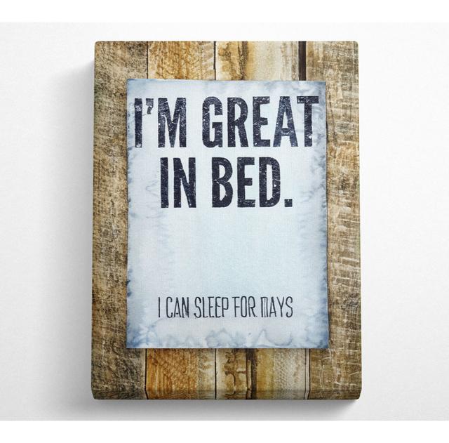 I'm Great In Bed Canvas Watercolour Brambly Cottage Size: 142.2cm H x 101.6cm W x 10cm D on Productcaster.