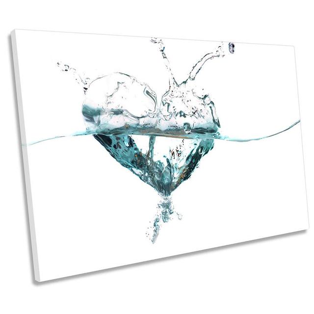 Water Splash Heart Bathroom - Wrapped Canvas Print Ebern Designs Size: 61cm H x 91.4cm W on Productcaster.