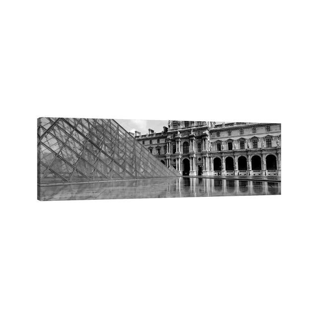 Pyramid In Front Of An Art Museum, Musee Du Louvre, Paris, France - Wrapped Canvas Panoramic Print Ebern Designs Size: 30.48cm H x 91.44cm W x 1.91cm on Productcaster.