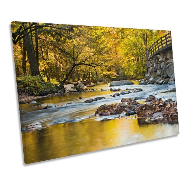 Forest River Landscape Sunset Bridge CANVAS WALL ART Print Picture Ebern Designs Size: 30.5cm H x 45.7cm W x 2cm D on Productcaster.