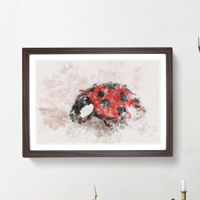 Red Ladybird Insect on a Pink Petal - Picture Frame Painting Print East Urban Home Frame Option: Walnut Framed, Size: 45cm H x 63cm W x 2cm D on Productcaster.