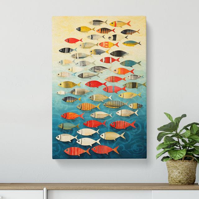 Fish Colour Field Art House of Hampton Size: 50cm H x 35cm W x 3cm D on Productcaster.