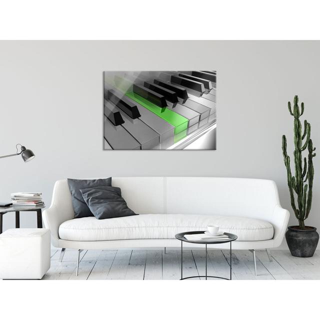 Glasbild Piano Green Klaviertasten Ebern Designs Größe: 70 cm H x 100 cm B x 0,4 cm T on Productcaster.