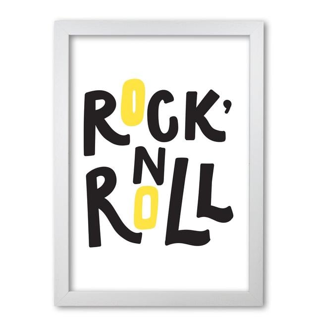 Rock 'N Rol - Typography Print on Paper East Urban Home Format: White Grain Frame, Size: 60 cm H x 42 cm W x 5 cm D on Productcaster.