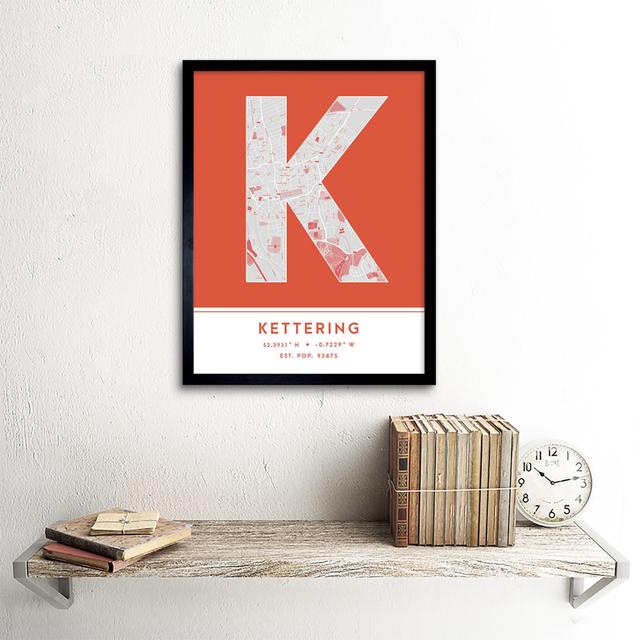 Kettering England United Kingdom City Map - Single Picture Frame Typography Wee Blue Coo on Productcaster.