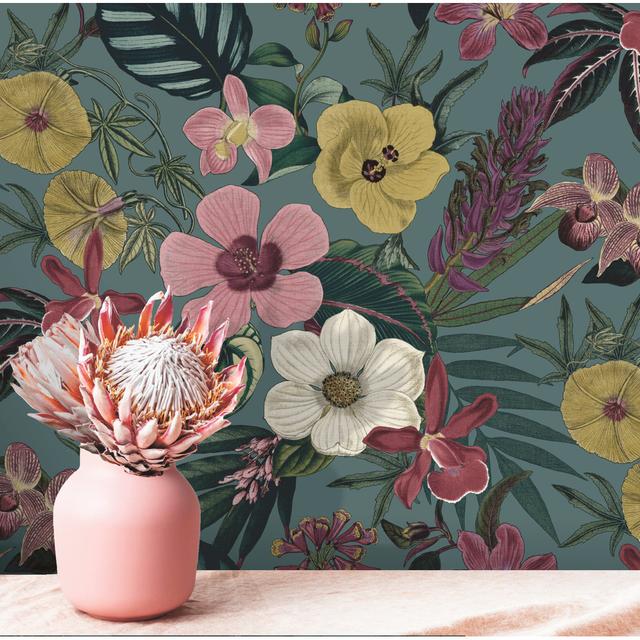 Antoanela Floral Marlow Home Co. Colour: Petrol on Productcaster.