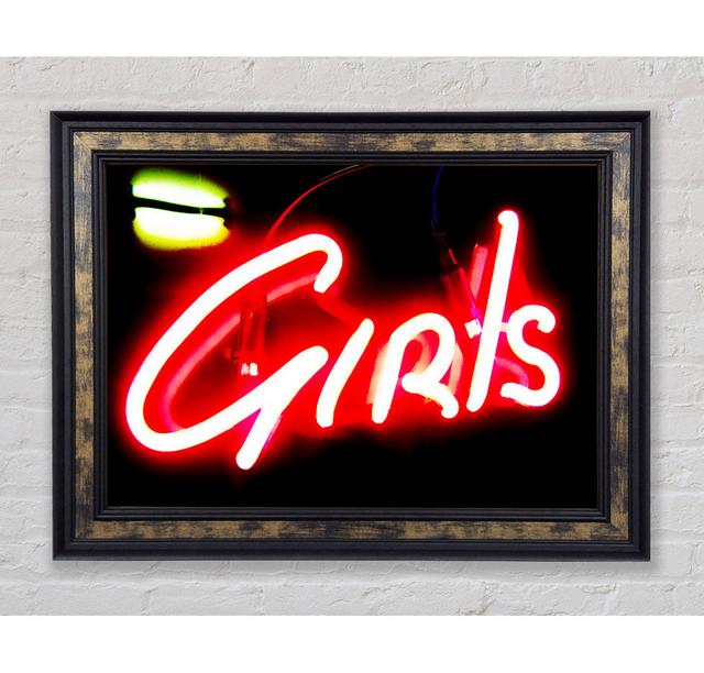 Neon Girls Sign Framed Print Bright Star Size: 100cm H x 141.4cm W on Productcaster.