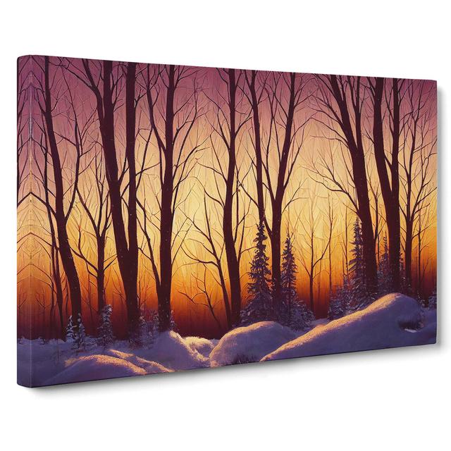 Winter Forest Sunset Art - Wrapped Canvas Graphic Art Alpen Home Size: 50cm H x 76cm W x 3cm D on Productcaster.