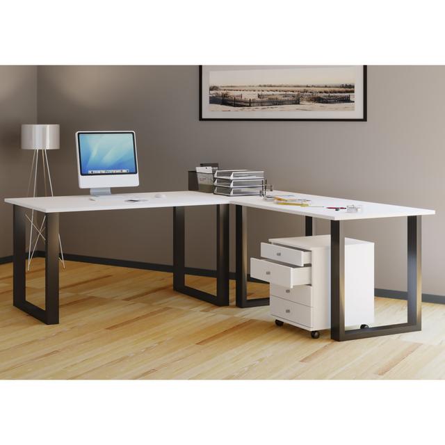 VCM "Lona" corner desk, with U-shaped feet 17 Stories Colour: White/Black, Size: 76cm H x 190cm W x 50cm D on Productcaster.