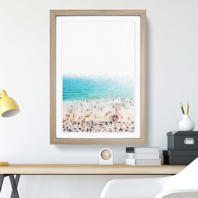 At the Beach in Biarritz France - Picture Frame Painting on Paper East Urban Home Size: 45cm H x 33cm W x 2cm D, Format: Oak on Productcaster.