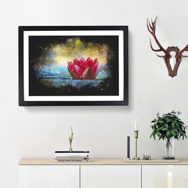 Pink Water Lily Flower Paint Splash - Picture Frame Graphic Art East Urban Home Size: 45cm H x 63cm W x 2cm D, Frame Option: Black Framed on Productcaster.