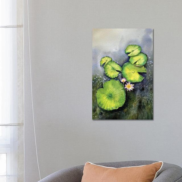 Lilypad and Flowers by Liam Kumawat - Wrapped Canvas Painting ClassicLiving Size: 66.04cm H x 45.72cm W x 3.81cm D on Productcaster.