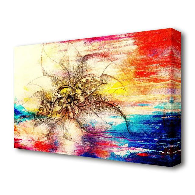 Colourful Lotus Flower - Wrapped Canvas Graphic Art Print East Urban Home Size: 50.8 cm H x 81.3 cm W on Productcaster.