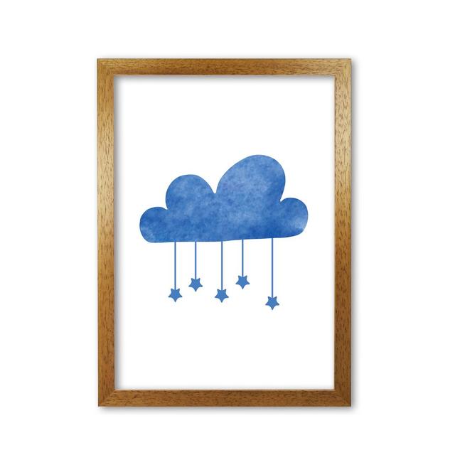 'Cloud' Painting in Blue East Urban Home Size: 85 cm H x 60 cm W x 5 cm D, Format: Honey Oak Frame on Productcaster.